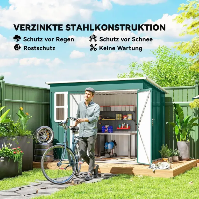 Redskapsbod i Metall med Fönster 260 x 177 x 190 cm