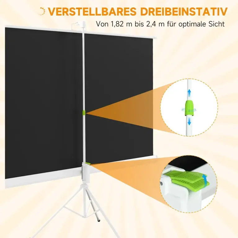 Projektorduk med Stativ HD 4K 16:9 186 x 105 cm, Vit