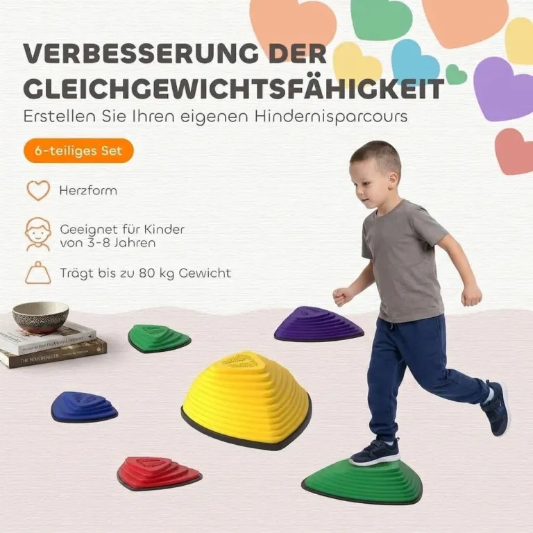 Set 6 Stegstenar Stapelbar Färgglad Balansstenar Barn Delars Inomhus