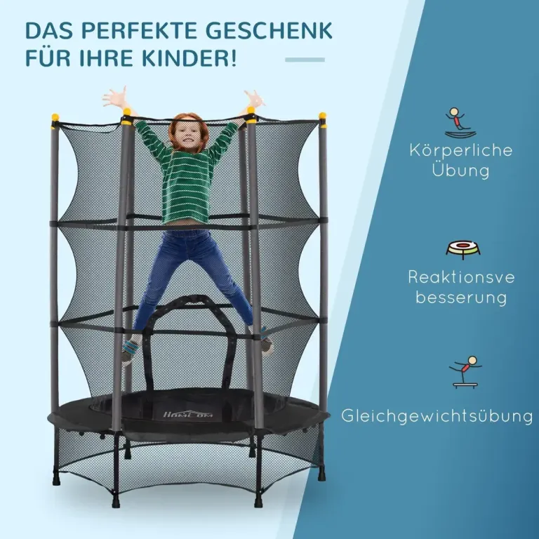 Barnstudsmatta Trädgårdstrampolin Svart av Metall 140 Cm Skyddsnät