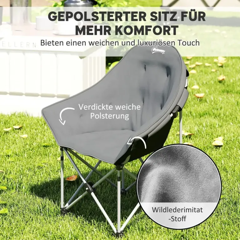 Campingstol Fiskestol Hopfällbar Grå av Tyg Ve Metall Ve