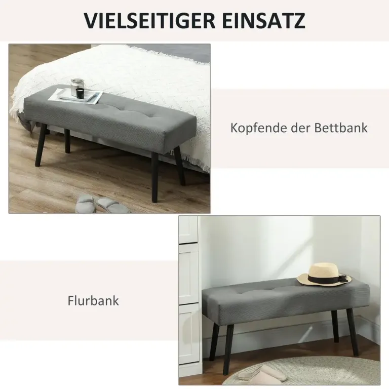 Stoppad Sittbänk Sängbänk med Träben för Sovrum & Hall Hallbänk