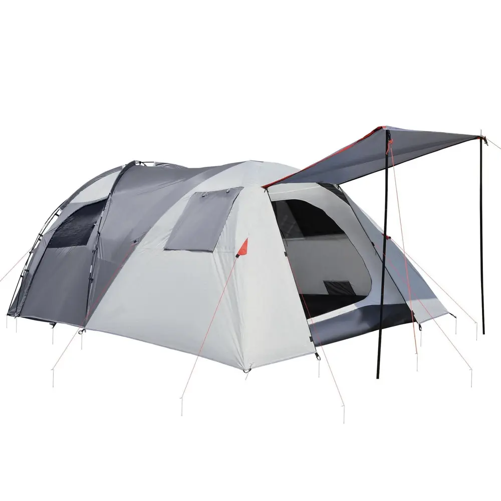 Campingtält Tunneltält Grå av Polyester och Glasfiber för 5