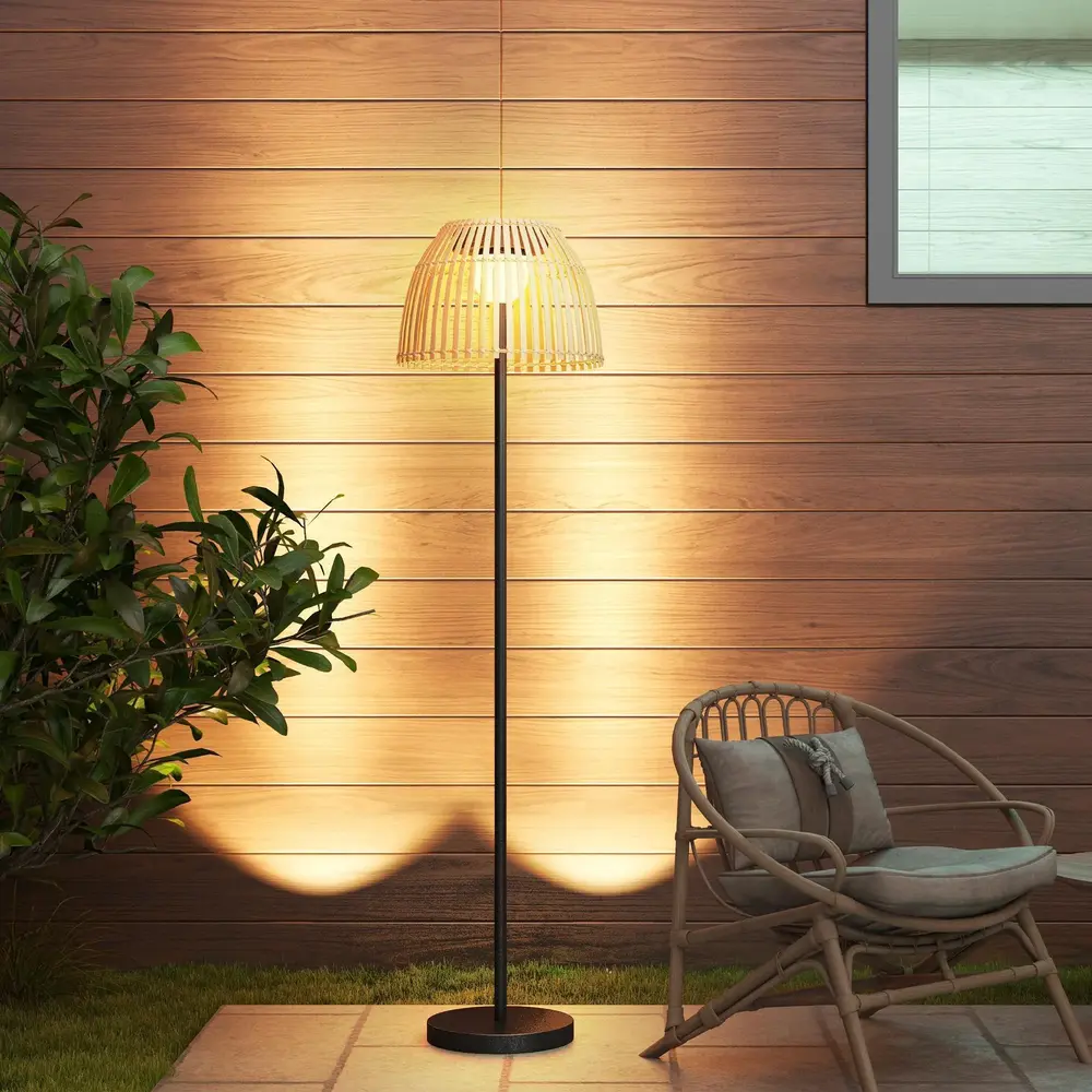 Solcellsgolvlampa Utomhuslampa Varmvit av Plast USB
