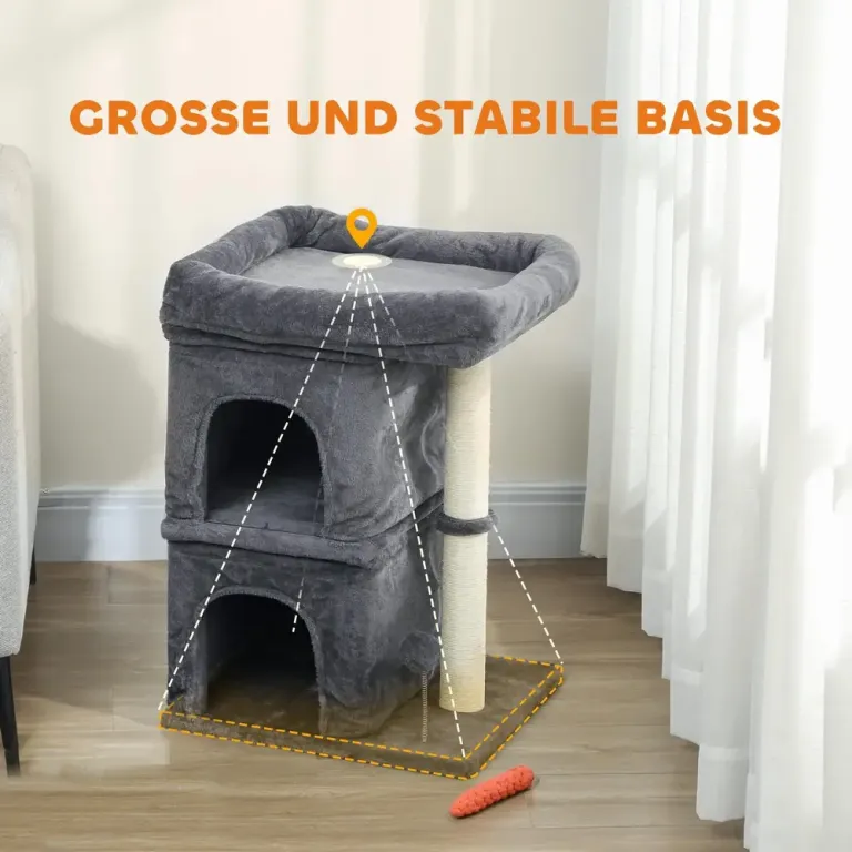Klösträd Kompakt Mörkgrå Sisal och Plysch för Katter 98 cm