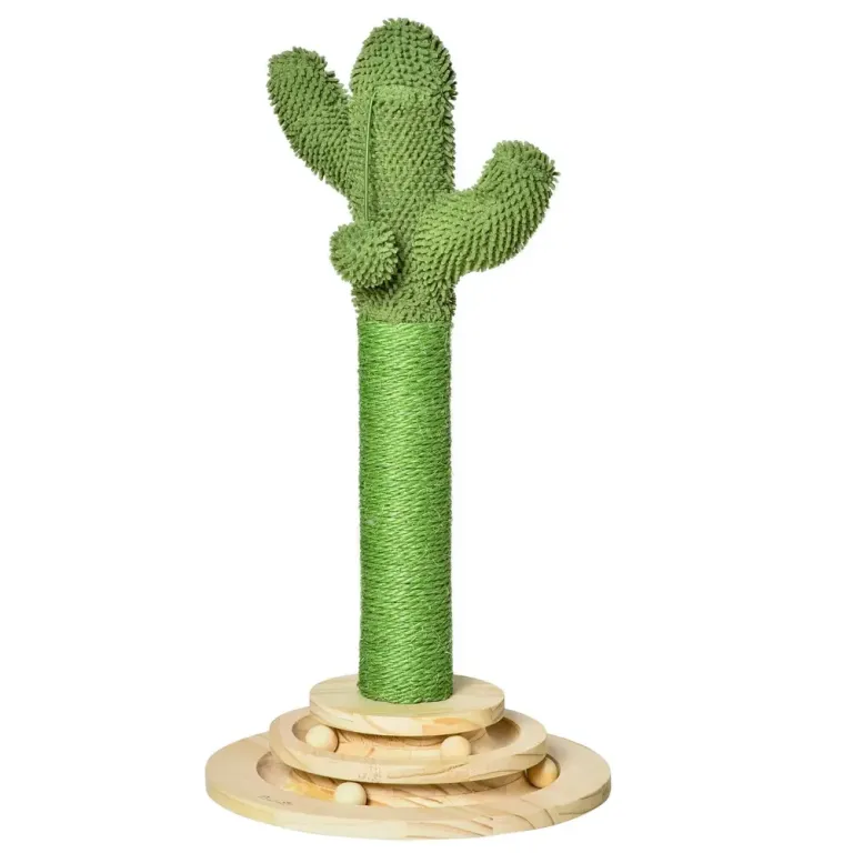 Kaktusformat Klösträd med Lekboll Rolig Klösmöbel i 60 cm