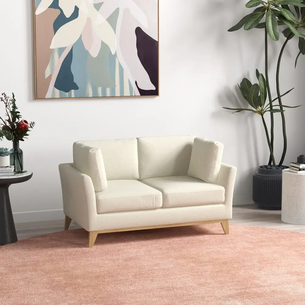 2-Sits Soffa i Tyg Klädd 137 cm Beige