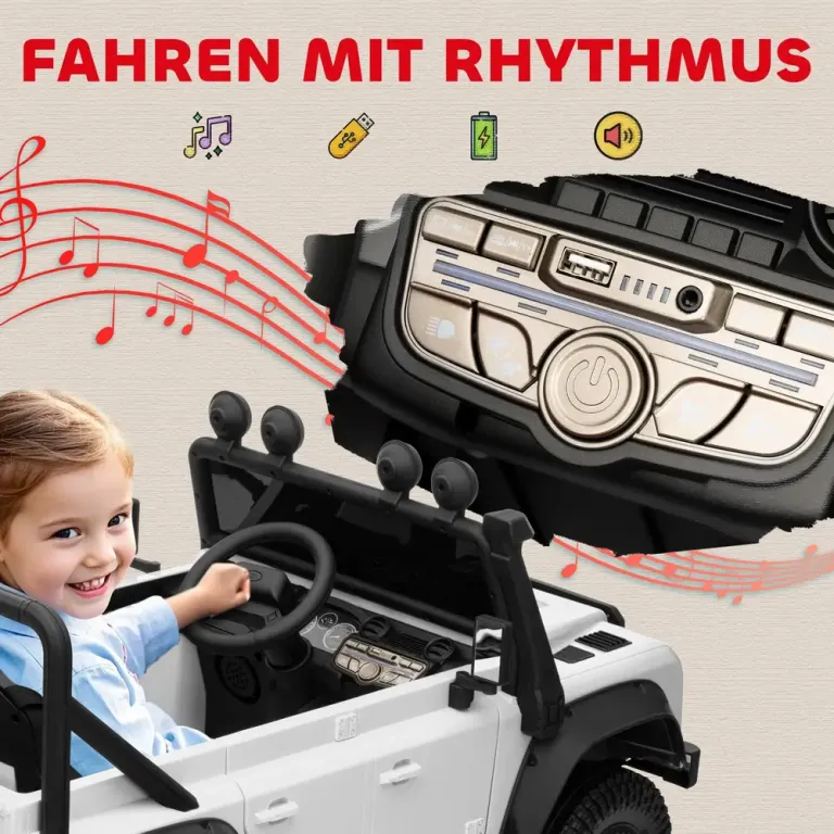 Elbil för Barn 12 v med Fjärrkontroll Musikfunktion Horn