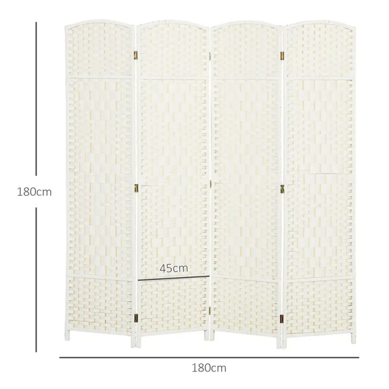 4-Panels Rumsavdelare med Vikbar Skiljevägg och Vävmönster Handvävt