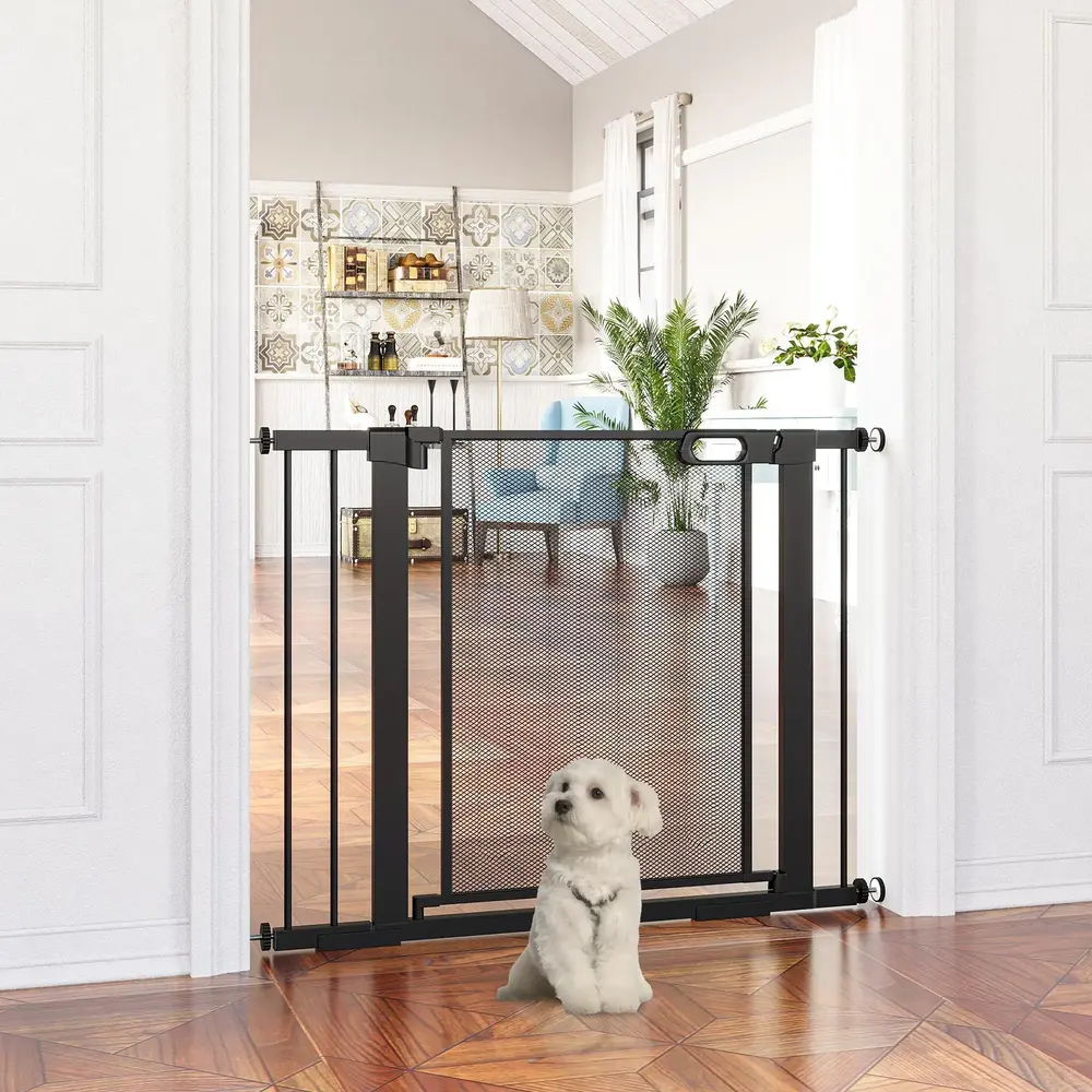 Säkerhetsgrind Hundgrind Svart av Stål för Barn 75-103 Cm