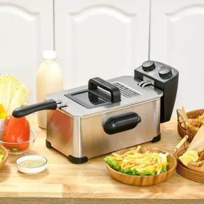 Fritös 3 Liter 2000 w med Transparent Lock, Silver