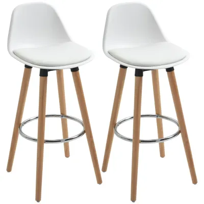 Barstolar Köksstolar Set om 2 Vit 38,5 x 42,5 x 91 cm