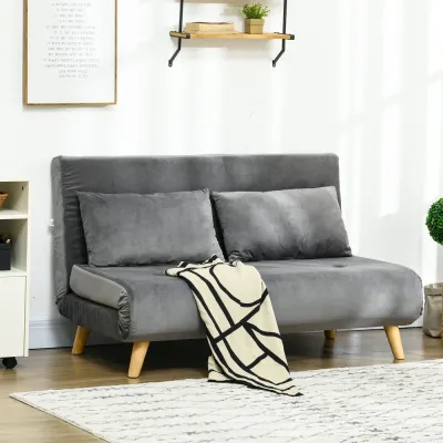 Bäddsoffa 2-Sits Soffa Grå av Tyg 130 x 78 x 79 cm