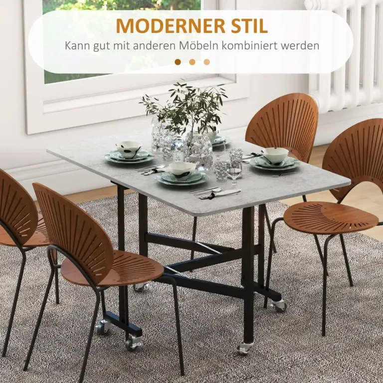 Fällbart Matbord för 4-6 Personer med Hjul 120 x 80 x 73 cm