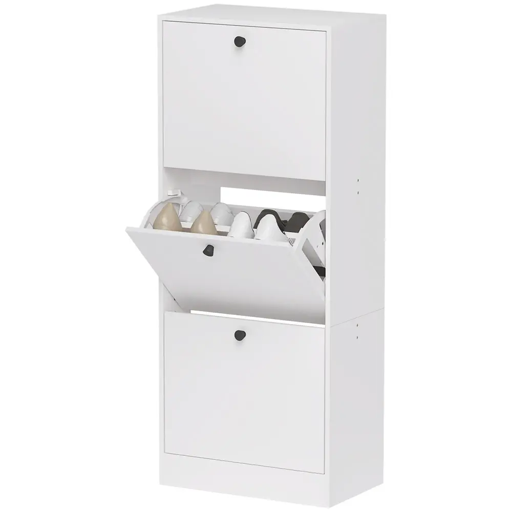 Skoskåp Skotippare 3 Klaffar Vit av 47 x 28 x 115 Cm