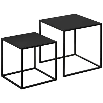 Satsbord i 2 Delar Soffbord med Stålram 120 x 59 x 45 cm