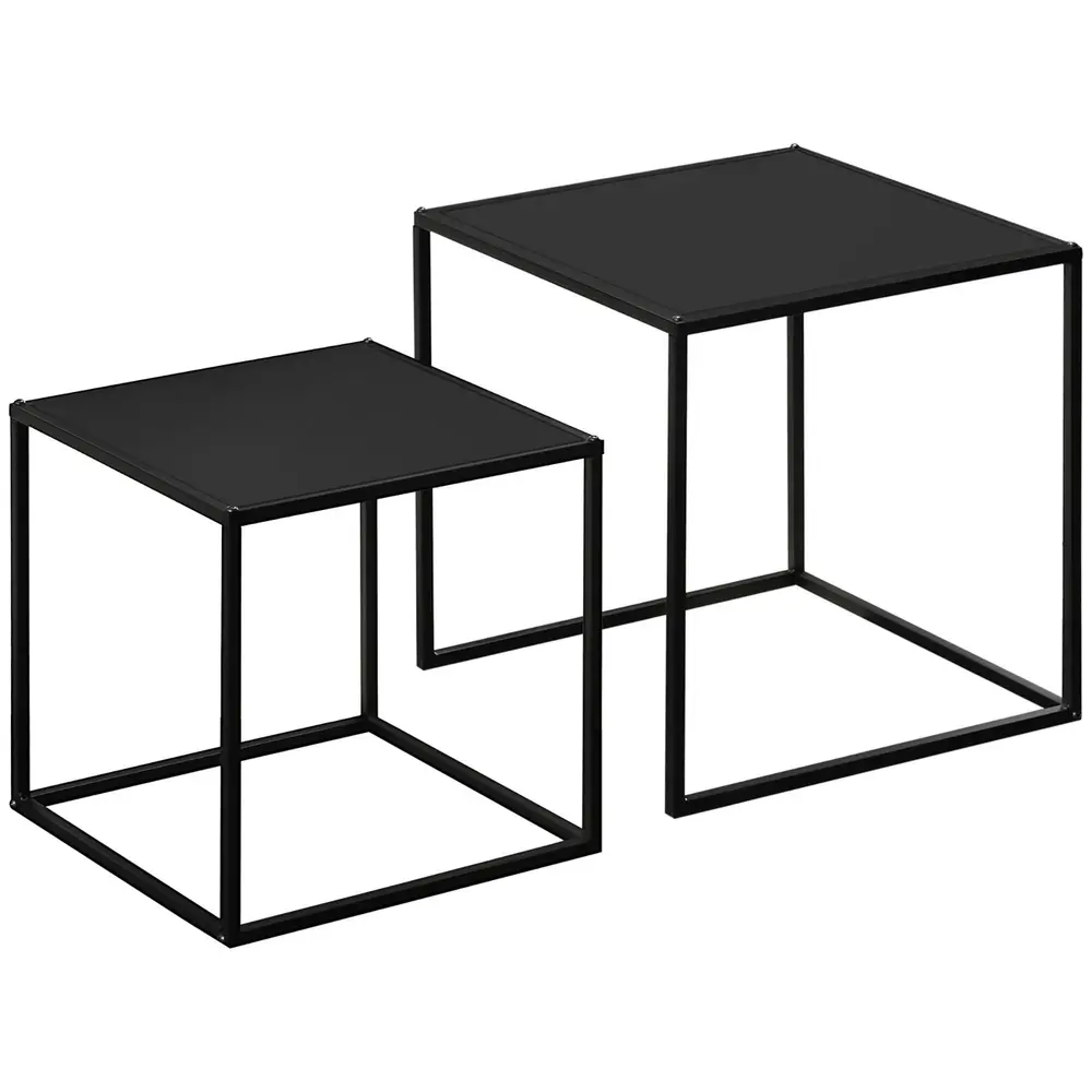 Satsbord i 2 Delar Soffbord med Stålram 120 x 59 x 45 Cm