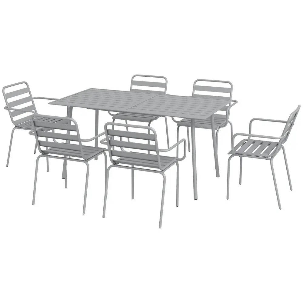 Trädgårdsmöbelset Matgrupp Ljusgrå av Stål Matbord 6