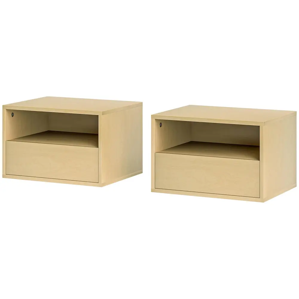 Sängbord Natur av Trä Set om 45 x 35 x 27,5 cm