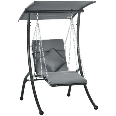 Hammock med Soltak och Dynor Trädgårdsgunga i Metall