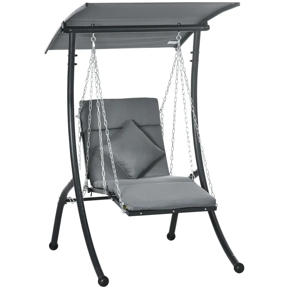 Hammock med Soltak och Dynor Trädgårdsgunga i Metall