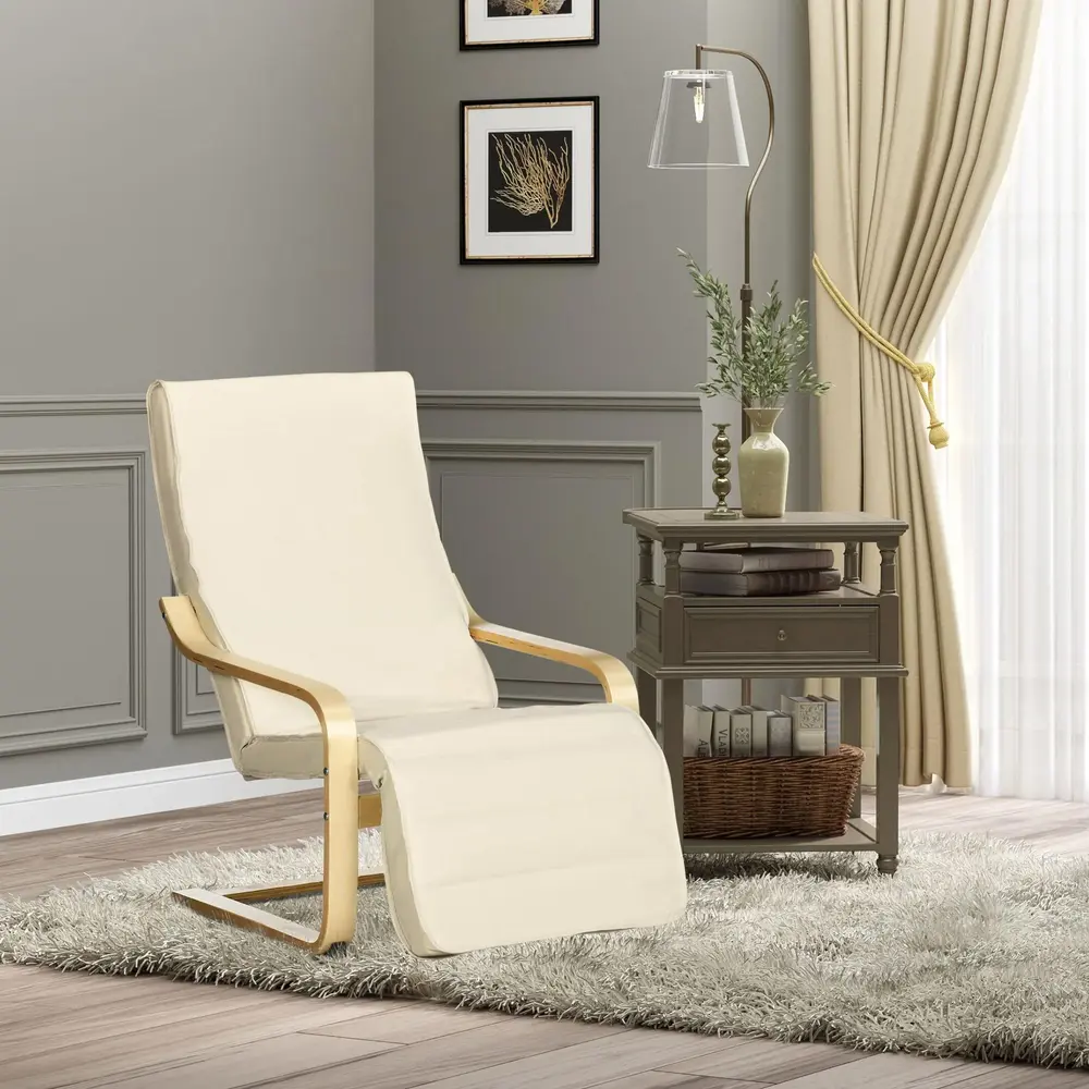 Gungstol Relaxstol Krämvit av Björkträ 66,5 x 94 x 100 Cm