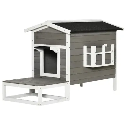 Katthus med Terrass och Balkong 115 x 66,5 x 74,7 cm