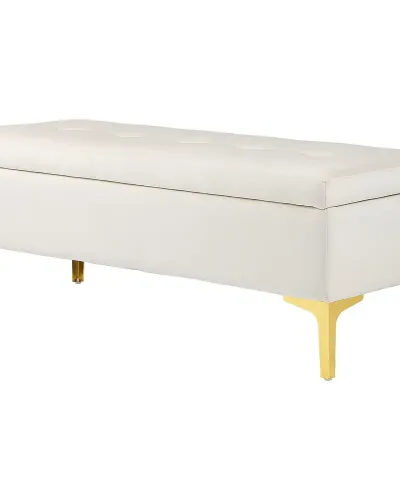 Bänk Sängbänk Beige av Sammet och Metall 120 x 44 x 44,5 cm