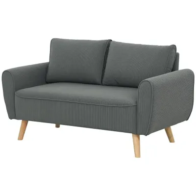 Soffa Loveseat 2-Sits Liten Mörkgrå 145 x 75 x 78 cm