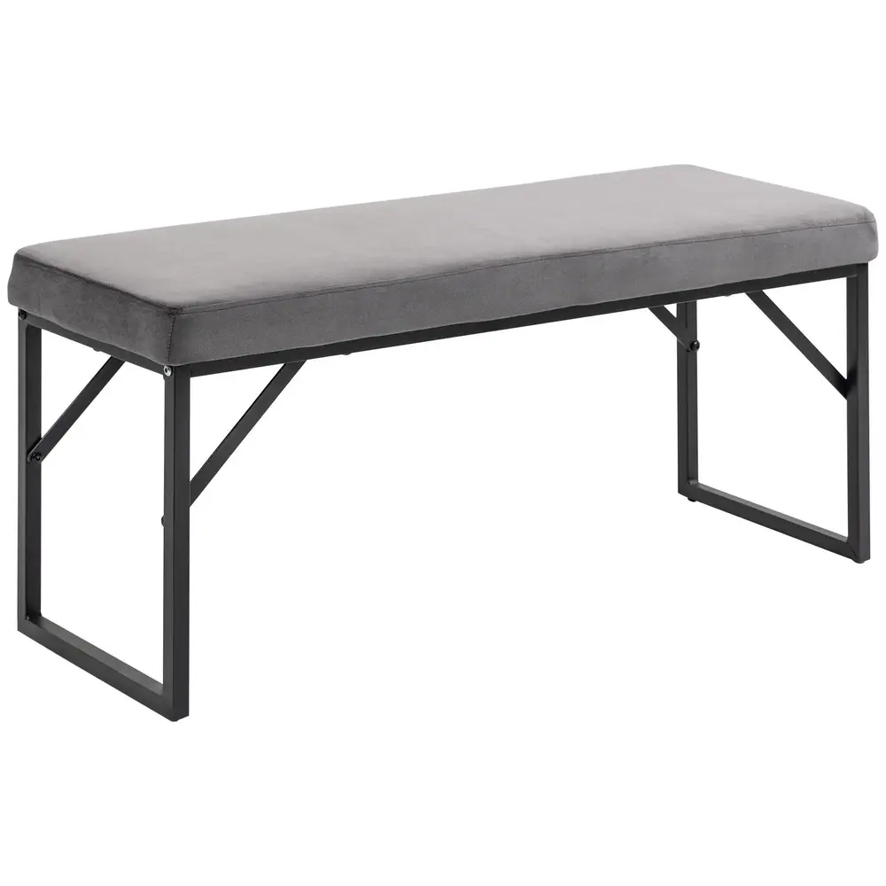 Klädd Bänk Sängbänk Mörkgrå av Tyg 115 x 46 x 49 Cm