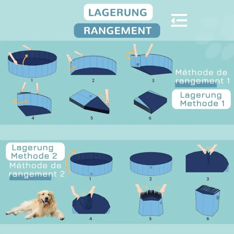 Hopfällbar Hundpool och Plaskdamm Ø 120 x 30 cm, Blå