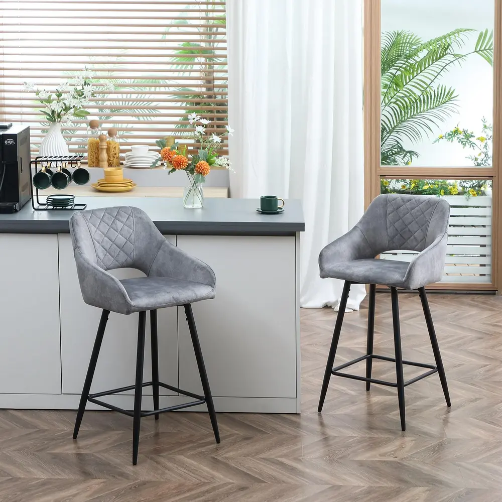 Barstolar i Konstläder 2-Pack Köksstolar 50 x 53 x 94 Cm