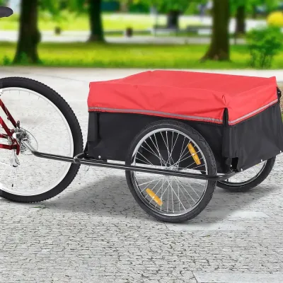 Hopfällbar Cykelkärra med 2 Hjul och Reflexer, Svart/Röd