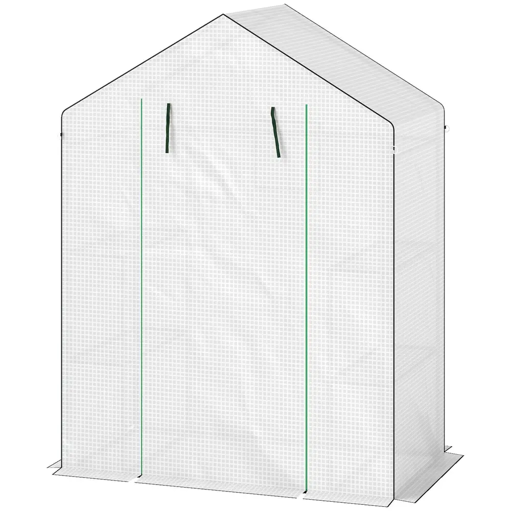 Litet Växthus med Stålram Vit 143 x 74 x 190 cm