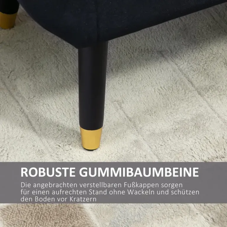Sittbänk med Förvaring & Armstöd i Sammet Svart