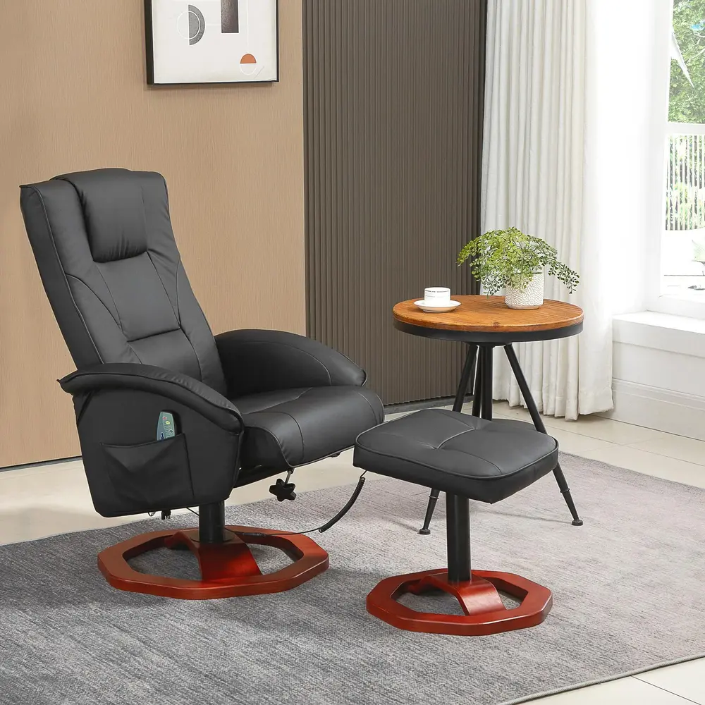 Snurrbar Massagestol med Pall Relaxfåtölj 73 x 83 x 106 Cm