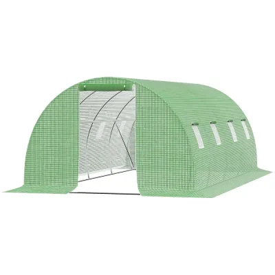 Tunnelväxthus 6x3x2 m med 8 Fönster Grön