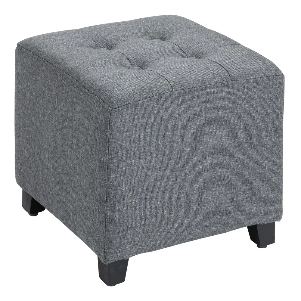 Fotpall Fyrkantig Pall Grå av Tyg 35 x 35 x 35 Cm