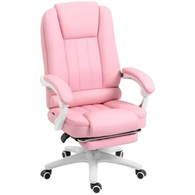 Ergonomisk Kontorsstol med Fotstöd Rosa