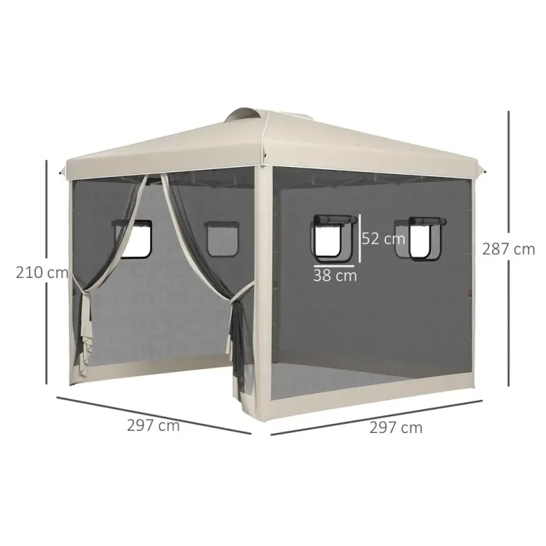 Paviljong Partytält Hopfällbart Trädgårdstält 3 x 3 x 3 m
