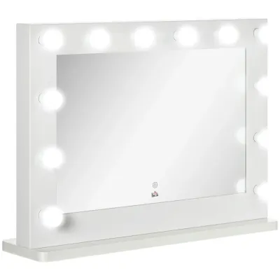 Hollywoodspegel Sminkspegel Vit av Glas 80 x 60 cm