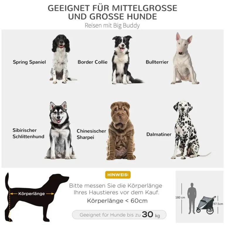 Hopfällbar Hundvagn med Liggdyna Stålram Grå/svart Hundebuggy