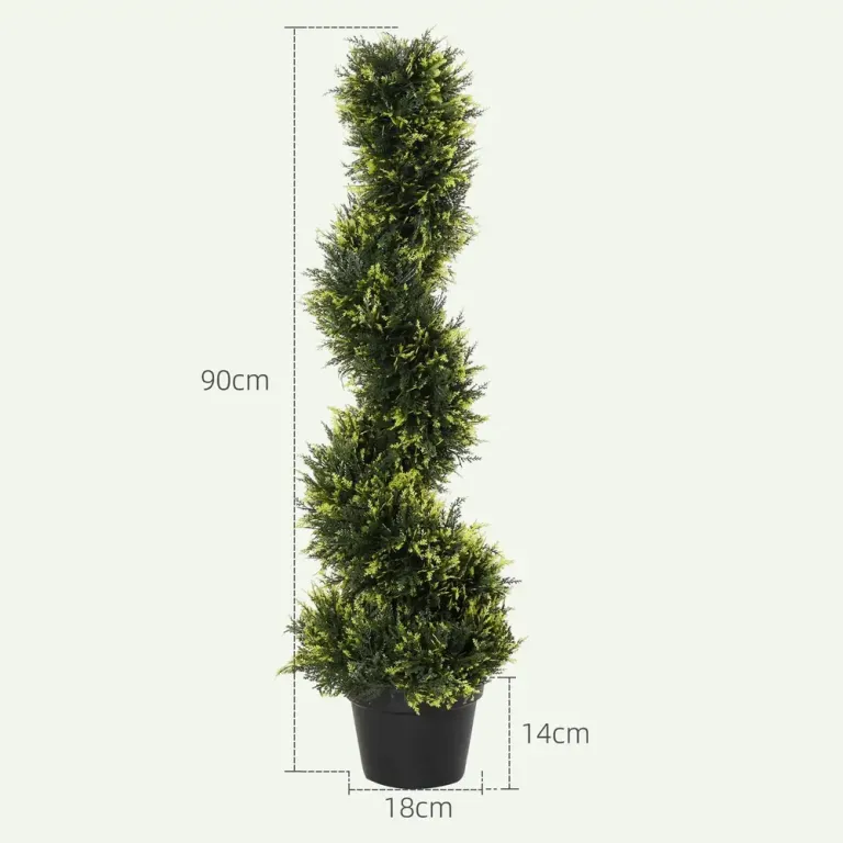 Konstgjord Växt Ceder Konstträd i Kruka Grön av Plast 90 cm Spiral