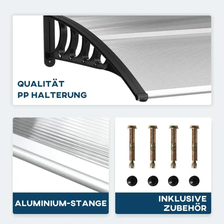 Entrétak Dörrtak Svart av Aluminium Transparent