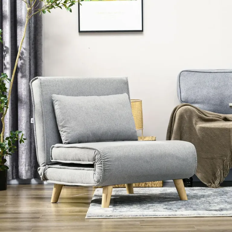 Bäddfåtölj 6 Lägen och Linneoptik Ergonomisk Hellgrå Stegs Ryggstöd