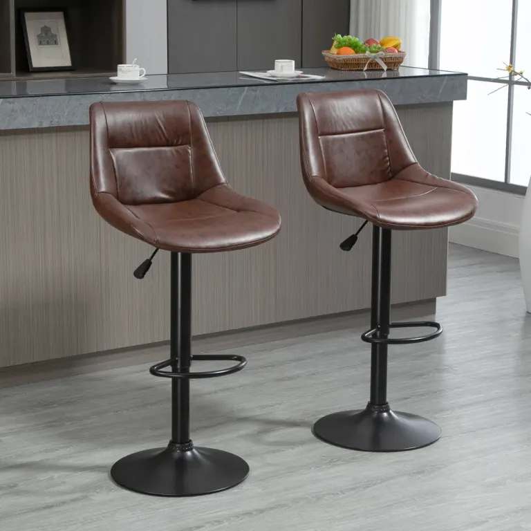 Barstolar Bänkpallar Set om 2 Brun 44 x 49 x 90-110 cm