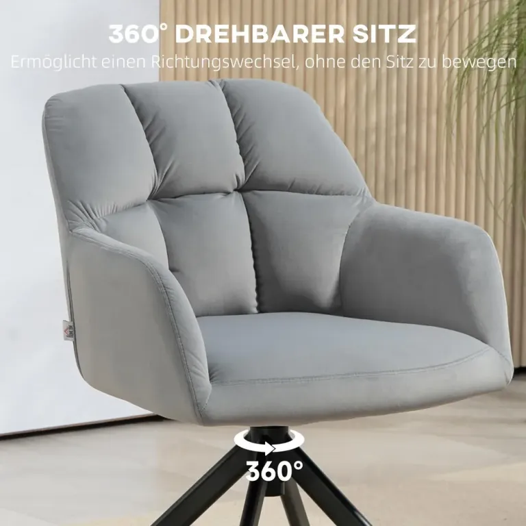 Fåtölj Loungestol Grå av Sammetslook och Metall Vridbar