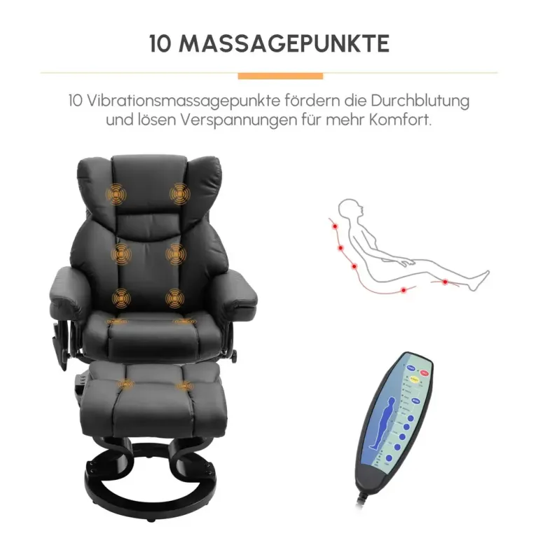 Avkopplande Stol med Massagefunktion Massagefåtölj Konstläder