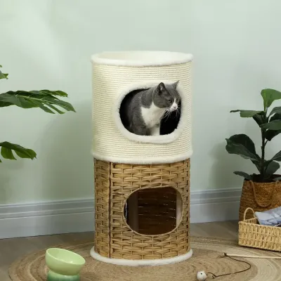Klöstunna 80 cm med Tre Kattgrottor, Cremevit