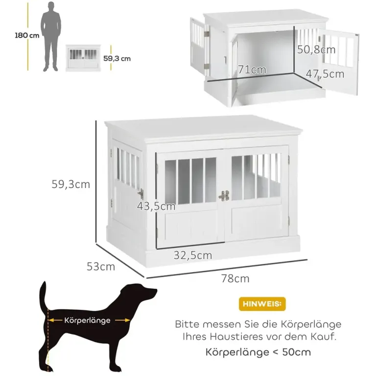 Hundbur Möbelmöbel 3 Dörrar Hundkoja 78 x 53 x 59,3 cm